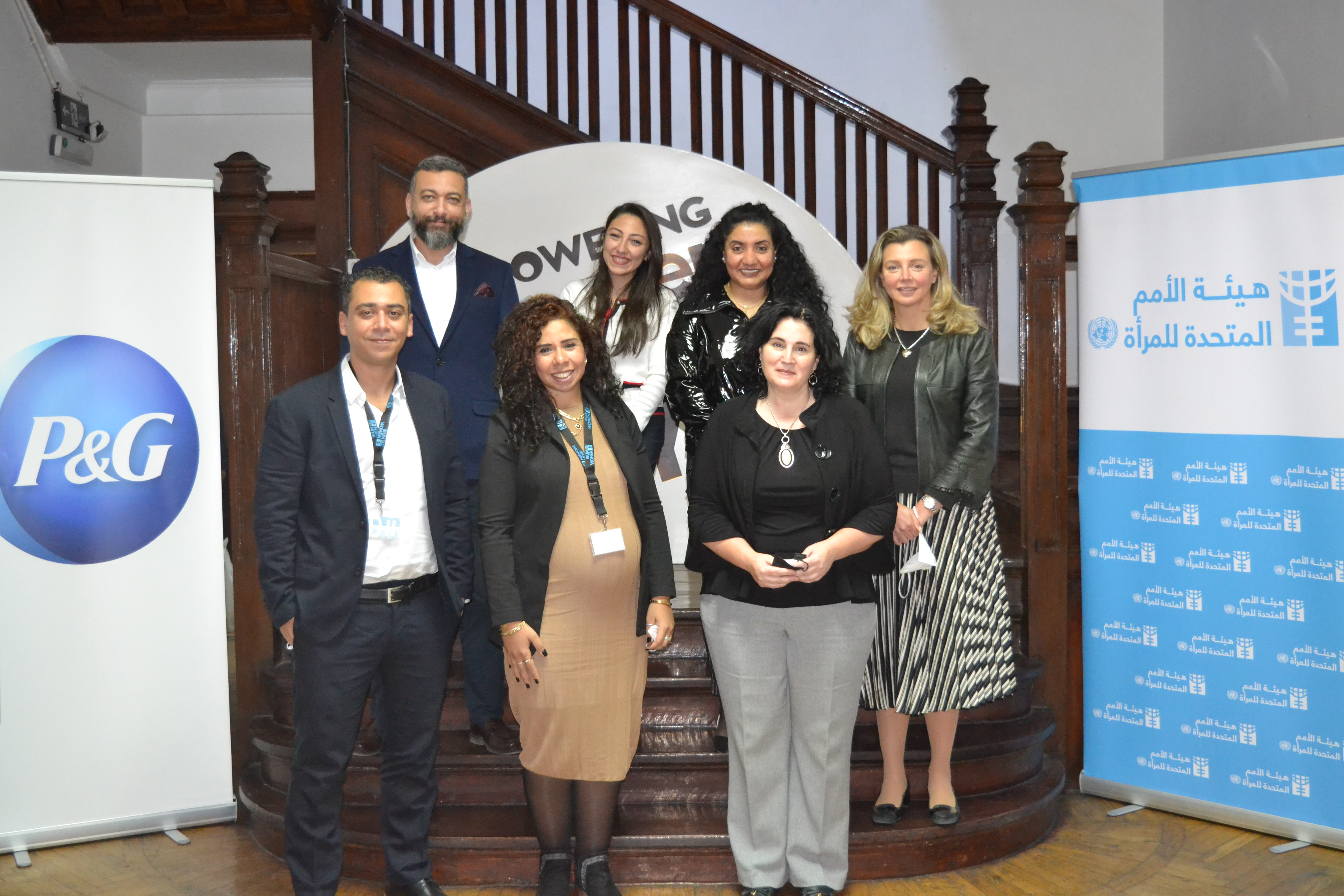 Representatives from UN Women Egypt and P&G Egypt during the official launch of the 3rd edition of their joint programme “Stimulating Equal Opportunities for Women Entrepreneurs” in Egypt on 9 February 2022. Photo: UN Women/Menna Negeda