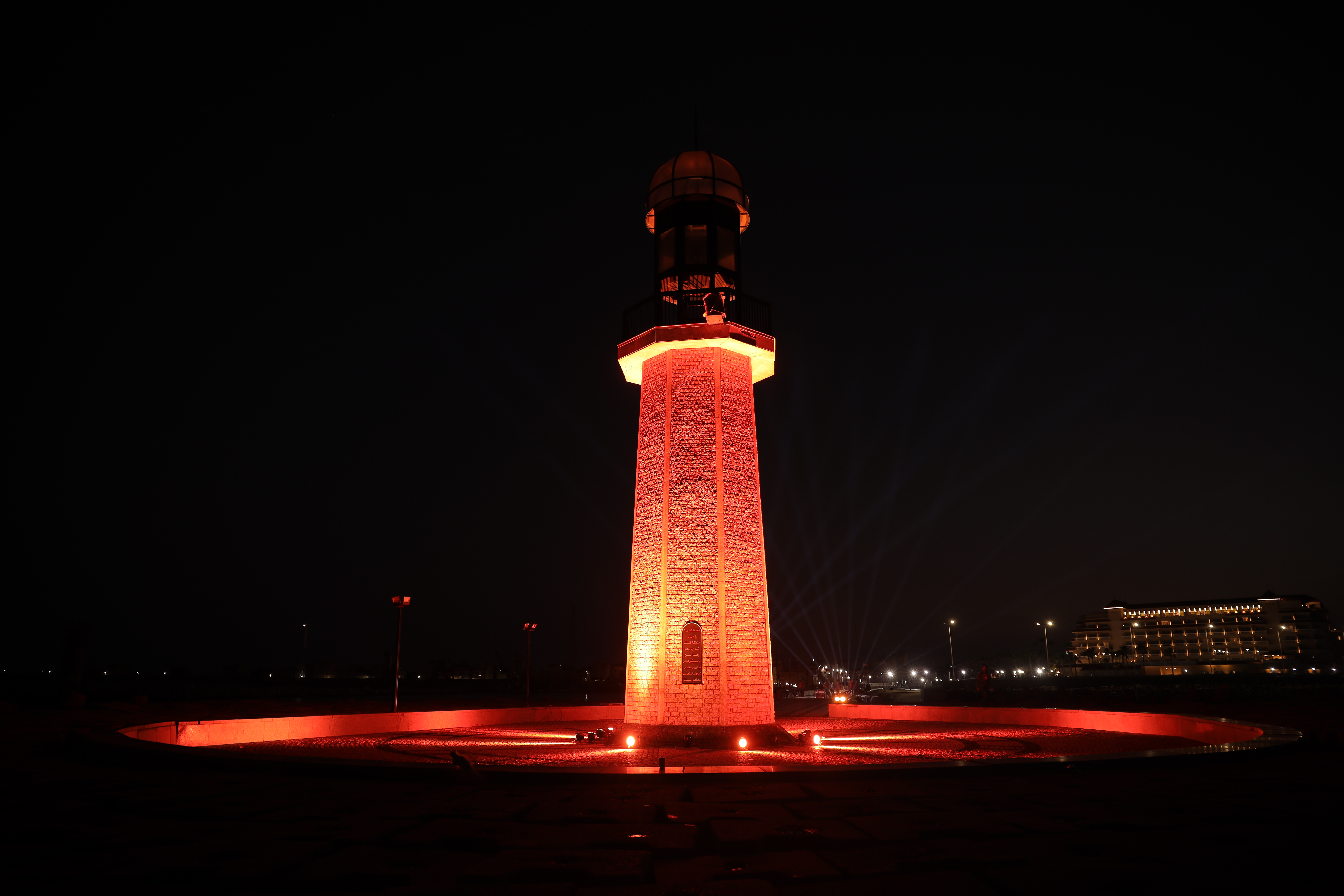 The Lighthouse in Ras El-Bar, Damietta lit up in orange on 7 December 2022 to commemorate the 16 Days of Activism against Gender-Based Violence. Photo: UN Women/Islam Ahmed 