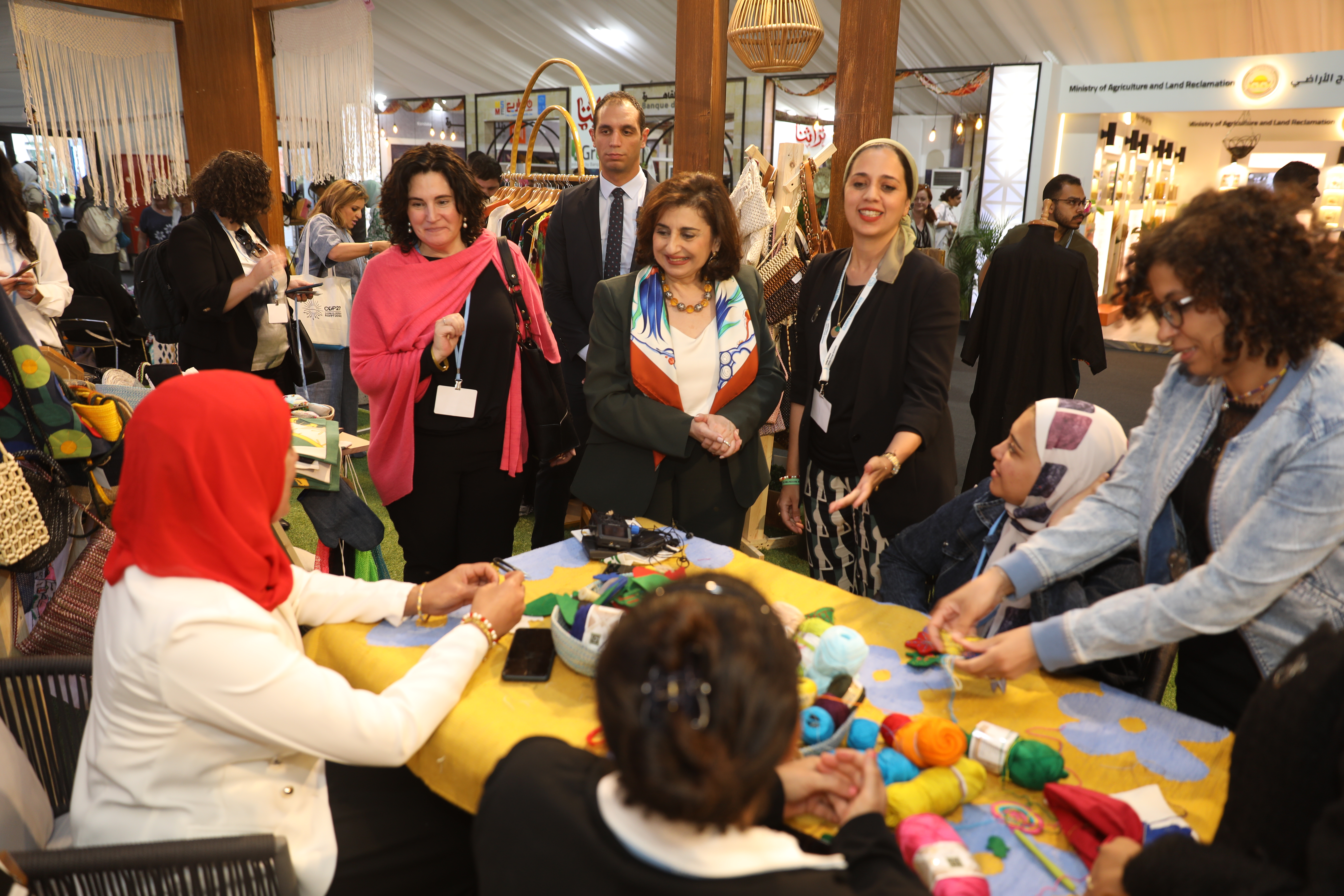 Dr. Sima Bahous visits the Egyptian National Council for Women’s exhibition in the Green Zone at COP27 on 15 November 2022.