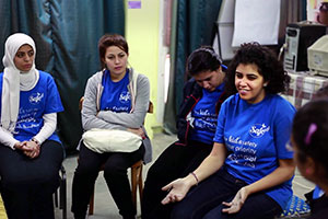 Marina leads a workshop to prevent sexual harassment in Manshiyat Naser. Photo: screenshot Cairo Safe City Programme