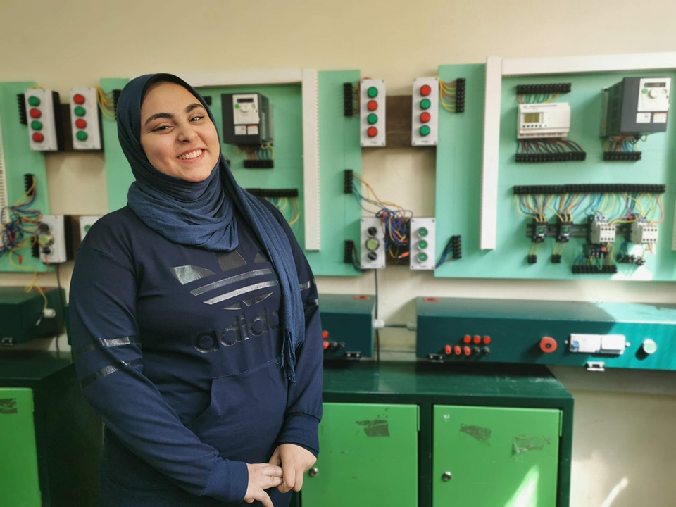 Menna Ramadan inside the El-Wardian Industrial School for Girls’ workshop. Photo: Courtesy of IECD