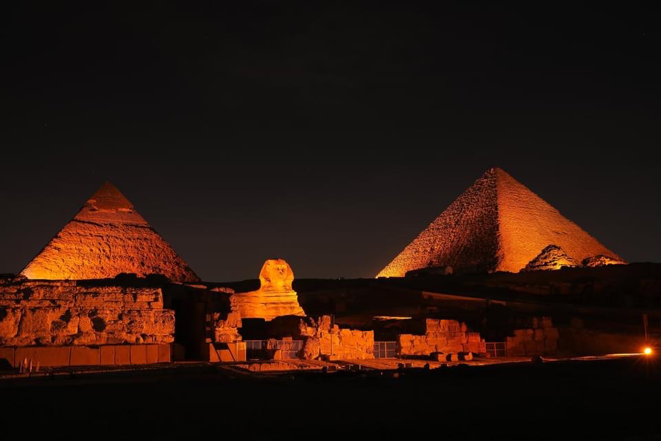 The National Council for Women and UN Women Egypt Light up the Great Pyramids of Giza in Orange to kick off the 16 Days of Activism against Gender-based Violence