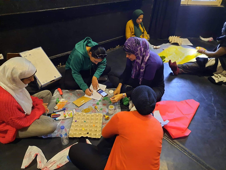 Saad (in purple) participates in a group activity as part of the training programme. Photo: Courtesy of Dawar for Arts and Development.