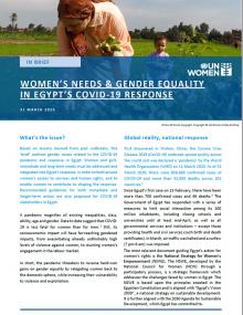 Women's needs and gender equality in Egypt's COVID-19 repsonse